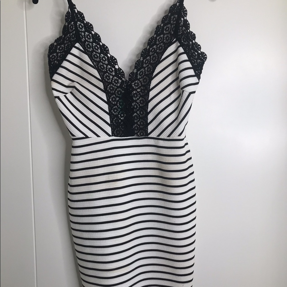 Striped spaghetti-string dress